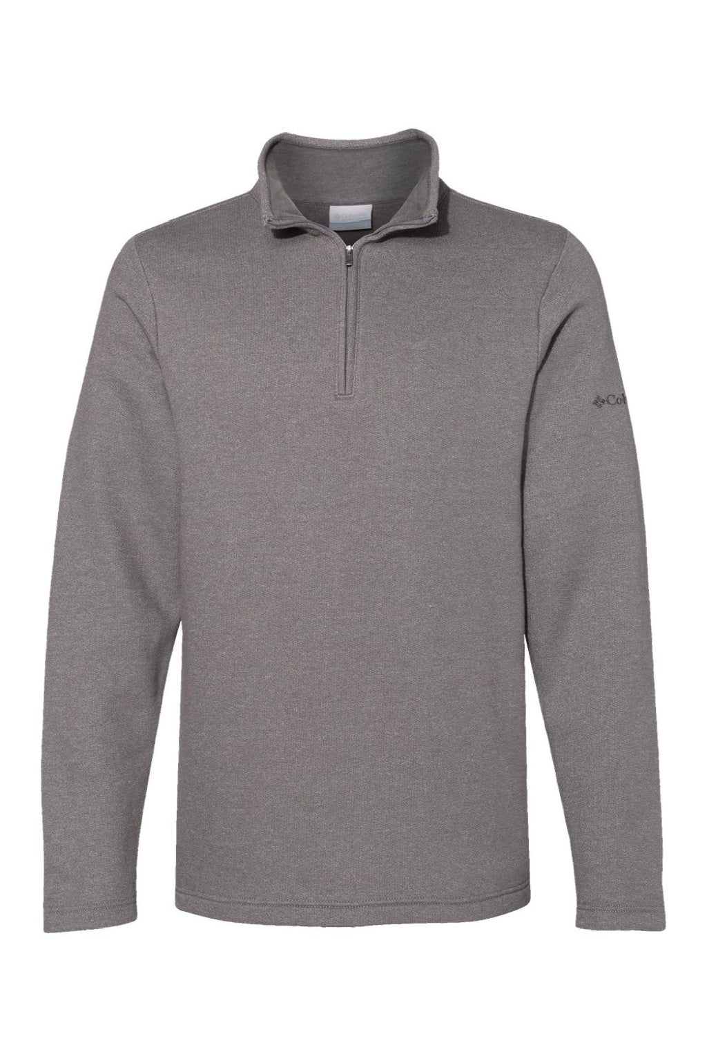 Columbia 212487 Mens Great Hart Mountain III 1/4 Zip Sweatshirt Heather Boulder Grey Flat Front