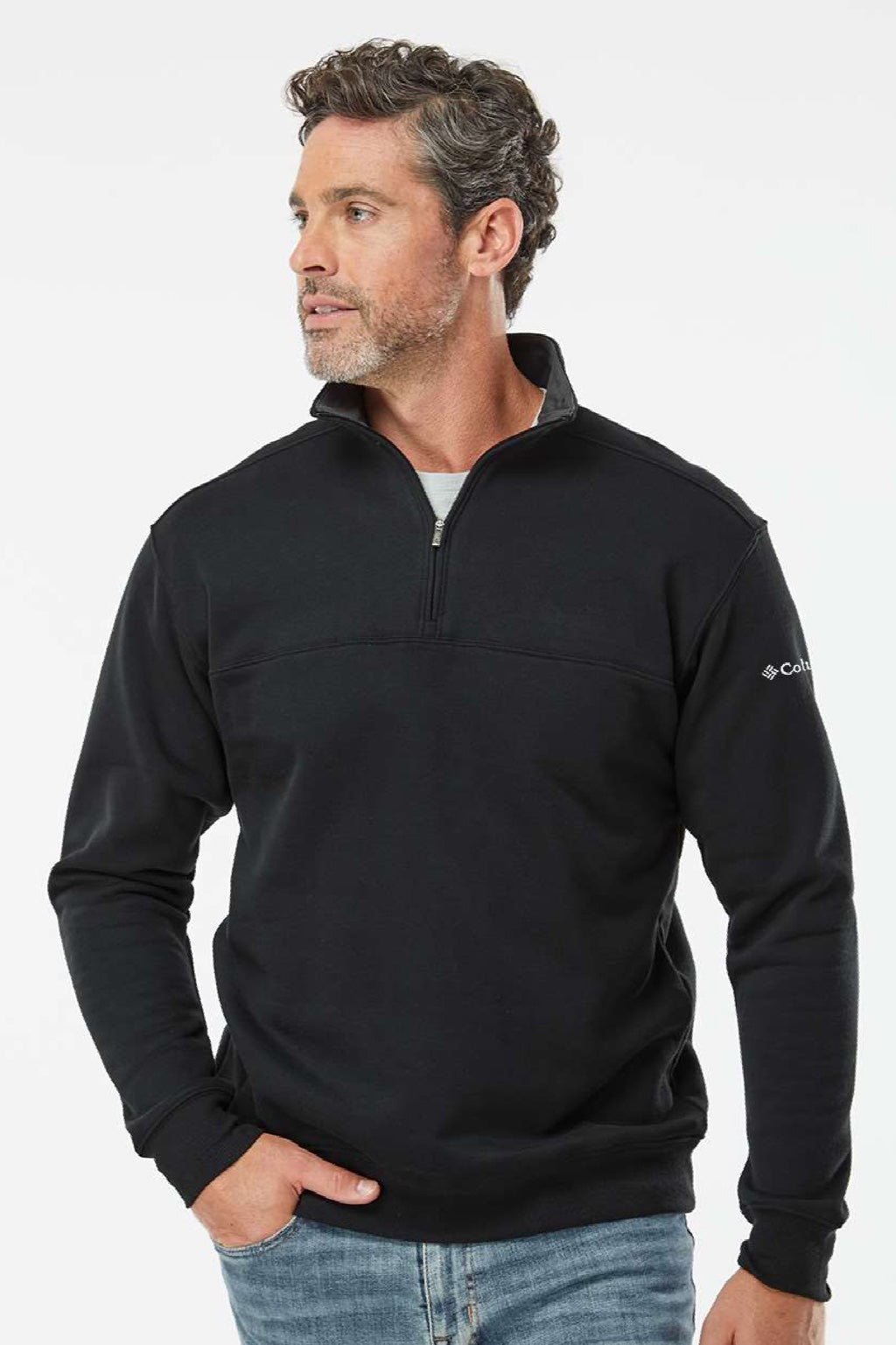 Columbia 212475 Mens Hart Mountain II 1/4 Zip Sweatshirt Black Model Front
