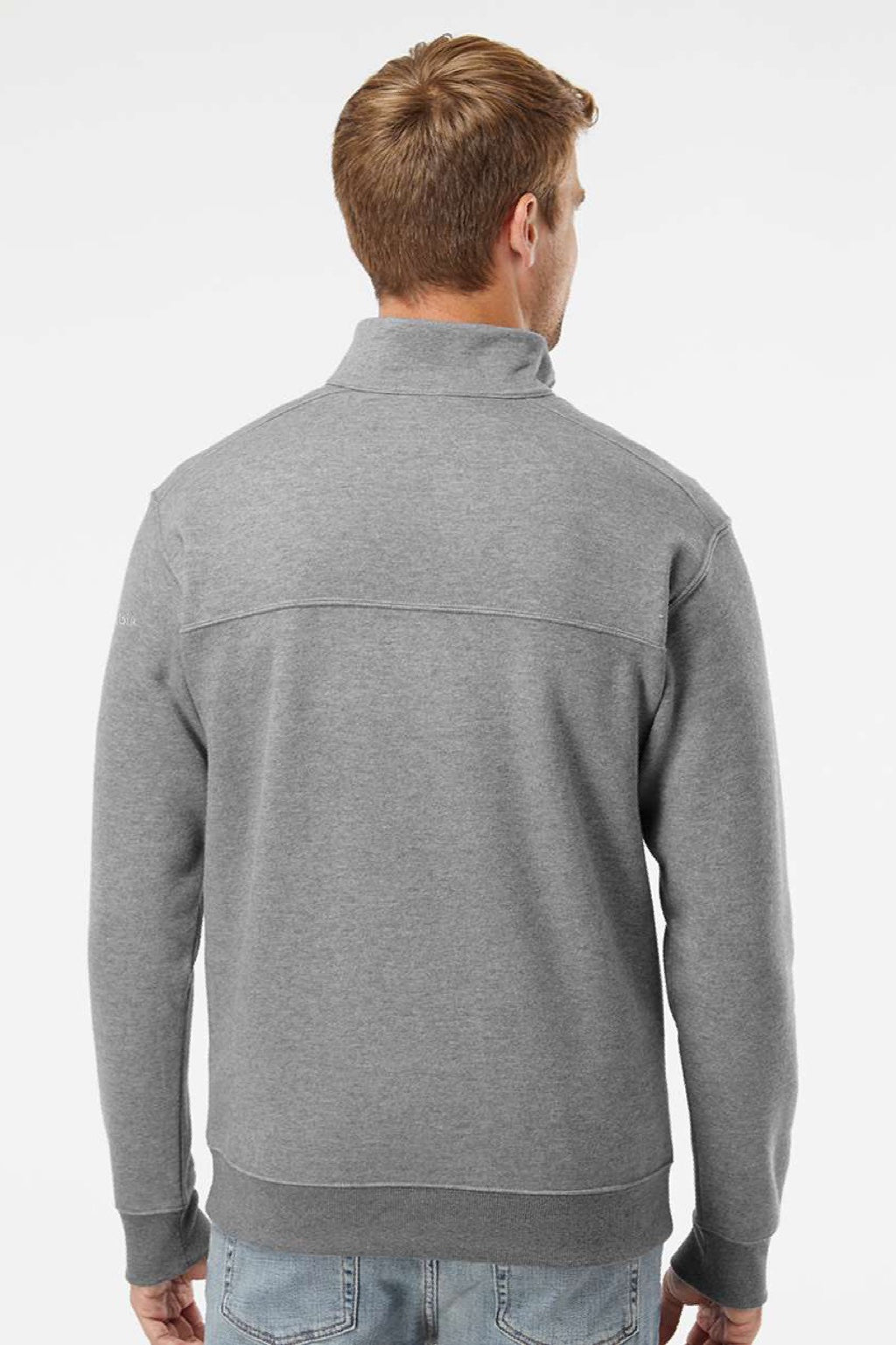 Columbia 212475 Mens Hart Mountain II 1/4 Zip Sweatshirt Heather Charcoal Grey Model Back