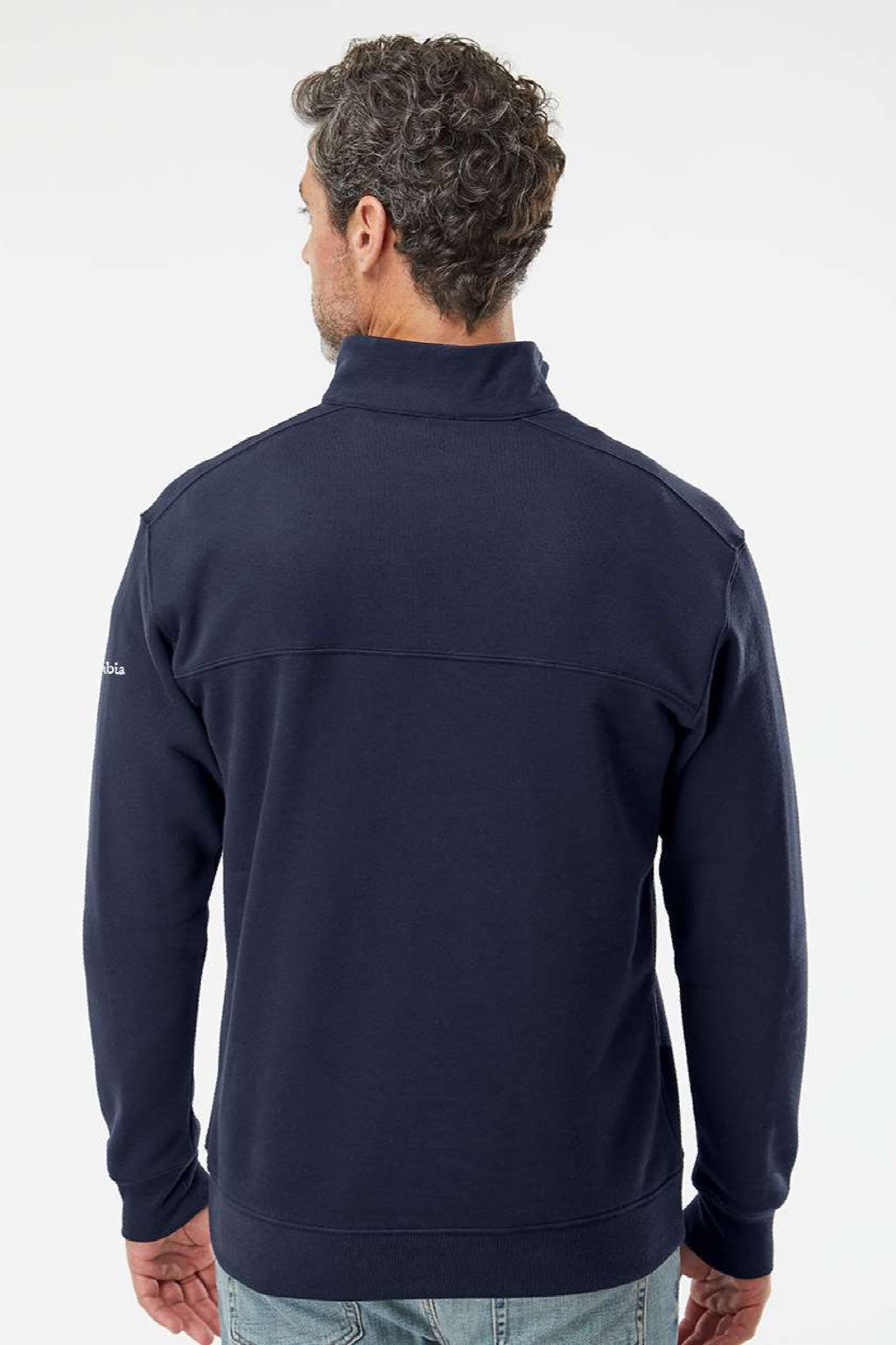 Columbia 212475 Mens Hart Mountain II 1/4 Zip Sweatshirt Collegiate Navy Blue Model Back