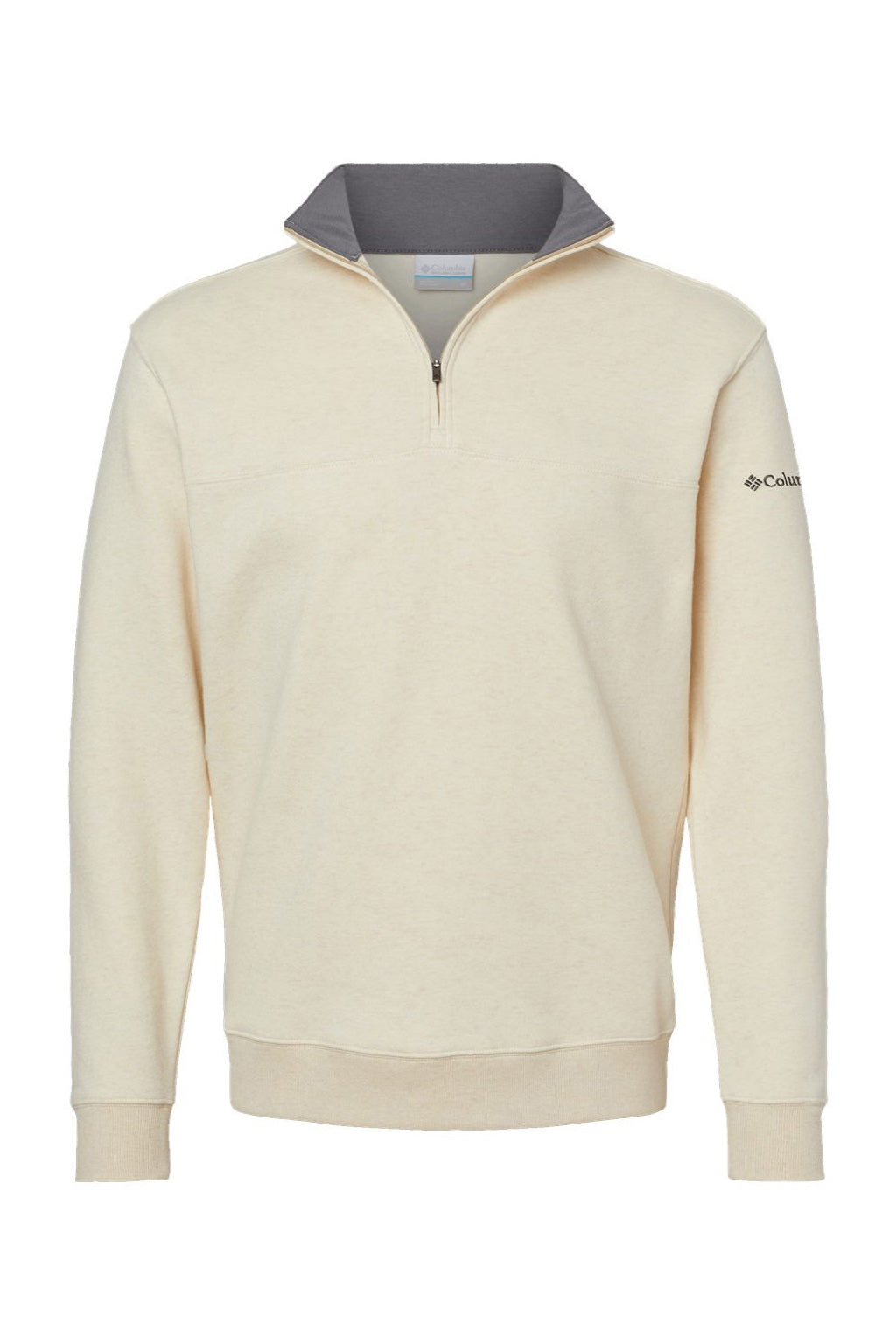 Columbia 212475 Mens Hart Mountain II 1/4 Zip Sweatshirt Heather Oatmeal Flat Front