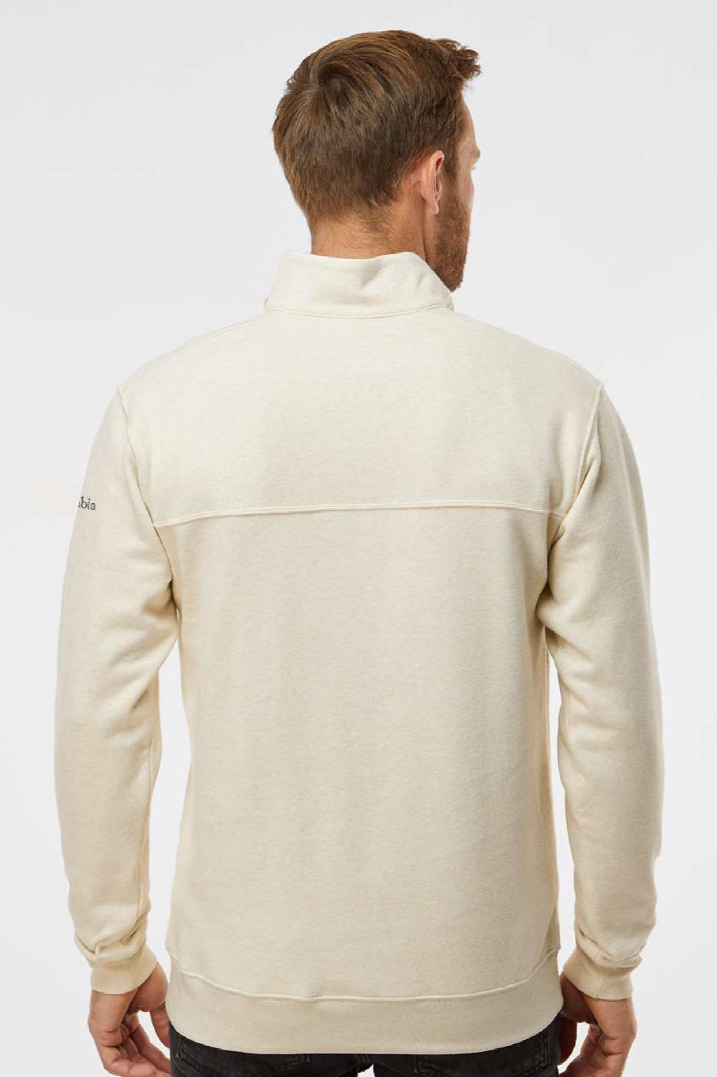 Columbia 212475 Mens Hart Mountain II 1/4 Zip Sweatshirt Heather Oatmeal Model Back