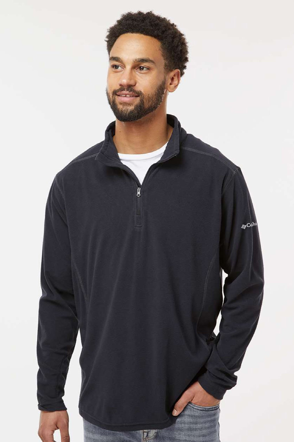 Columbia 212469 Mens Klamath Range II 1/4 Zip Sweatshirt Black Model Front