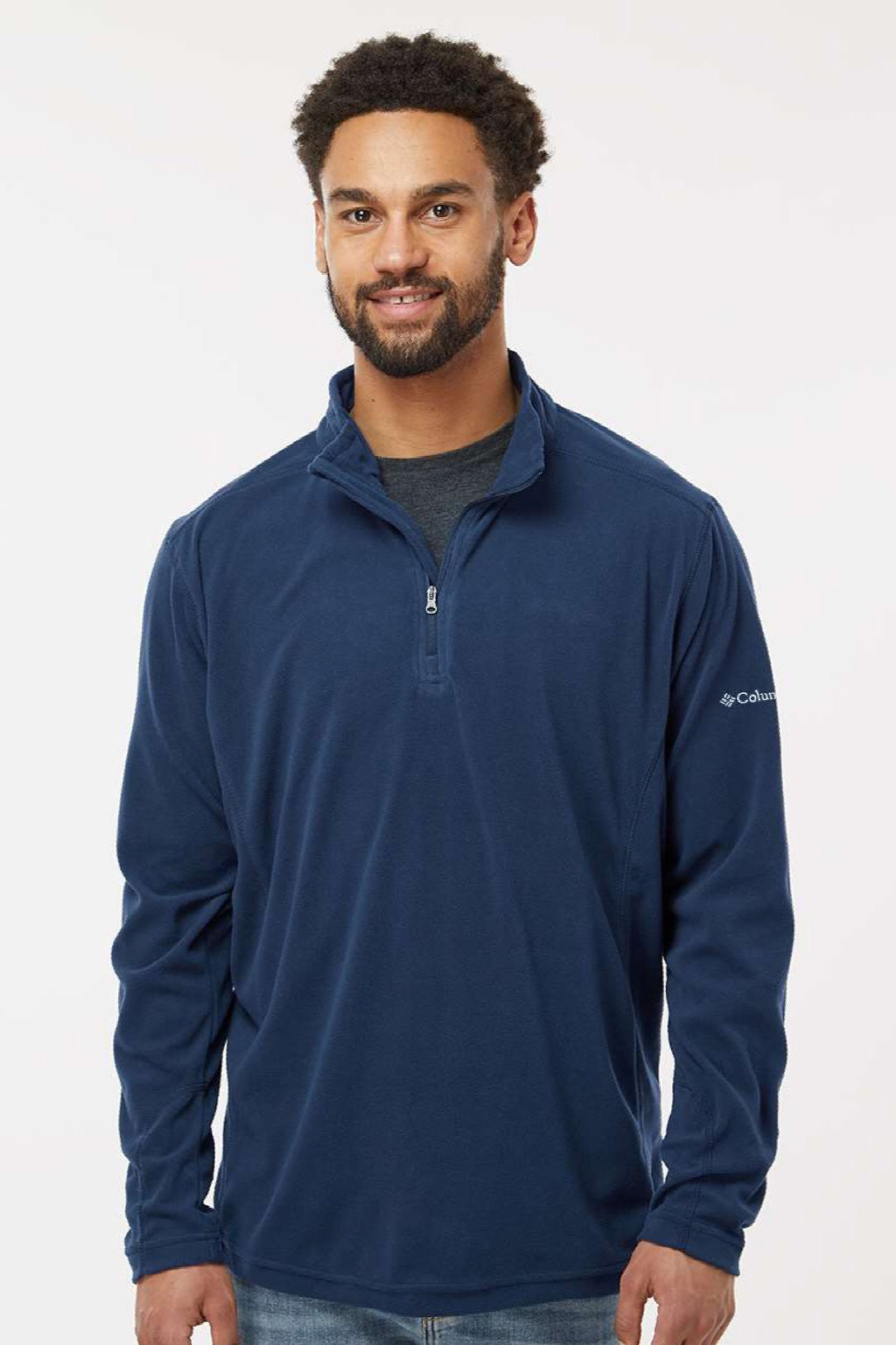 Columbia 212469 Mens Klamath Range II 1/4 Zip Sweatshirt Collegiate Navy Blue Model Front