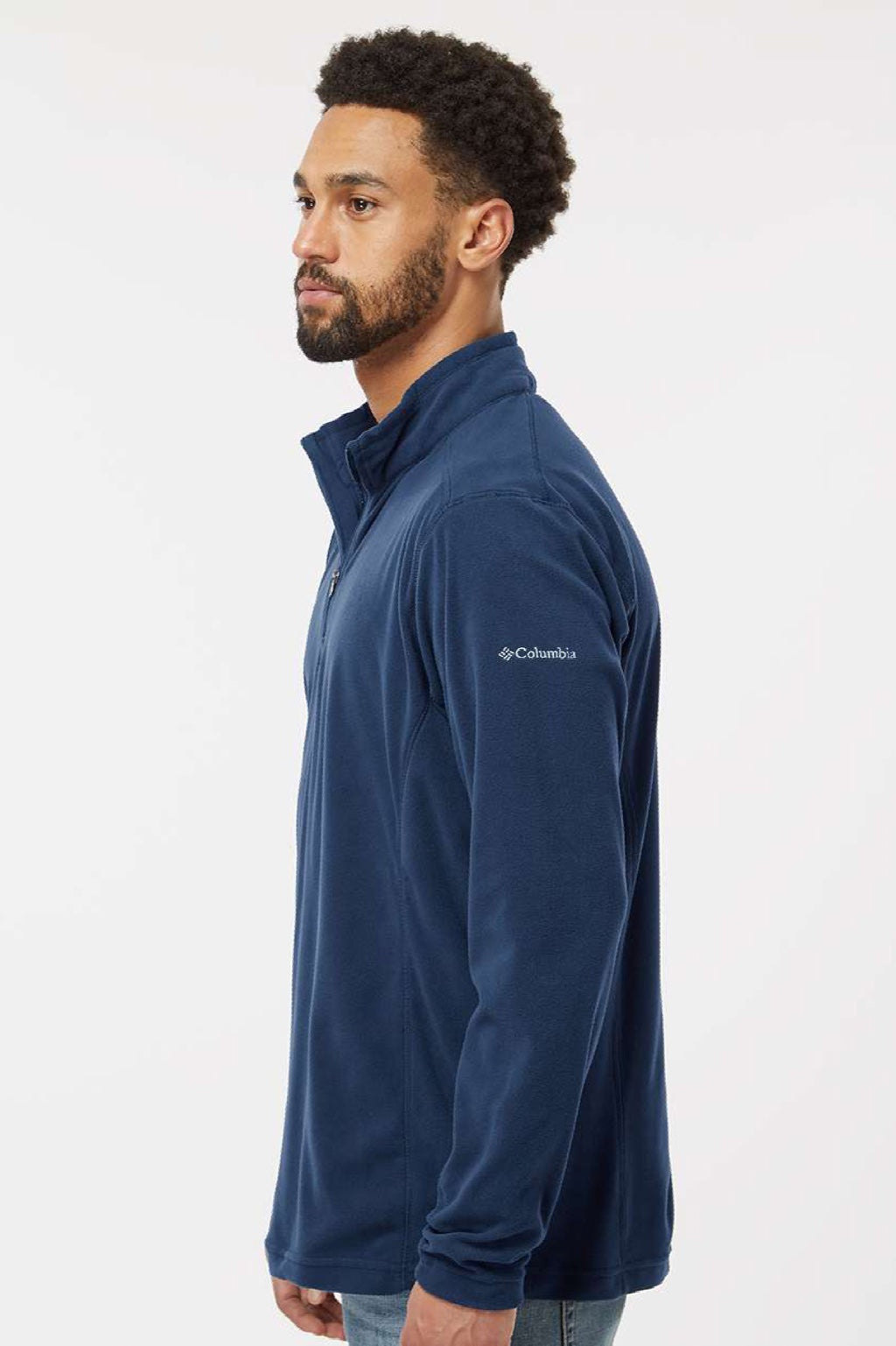 Columbia 212469 Mens Klamath Range II 1/4 Zip Sweatshirt Collegiate Navy Blue Model Side