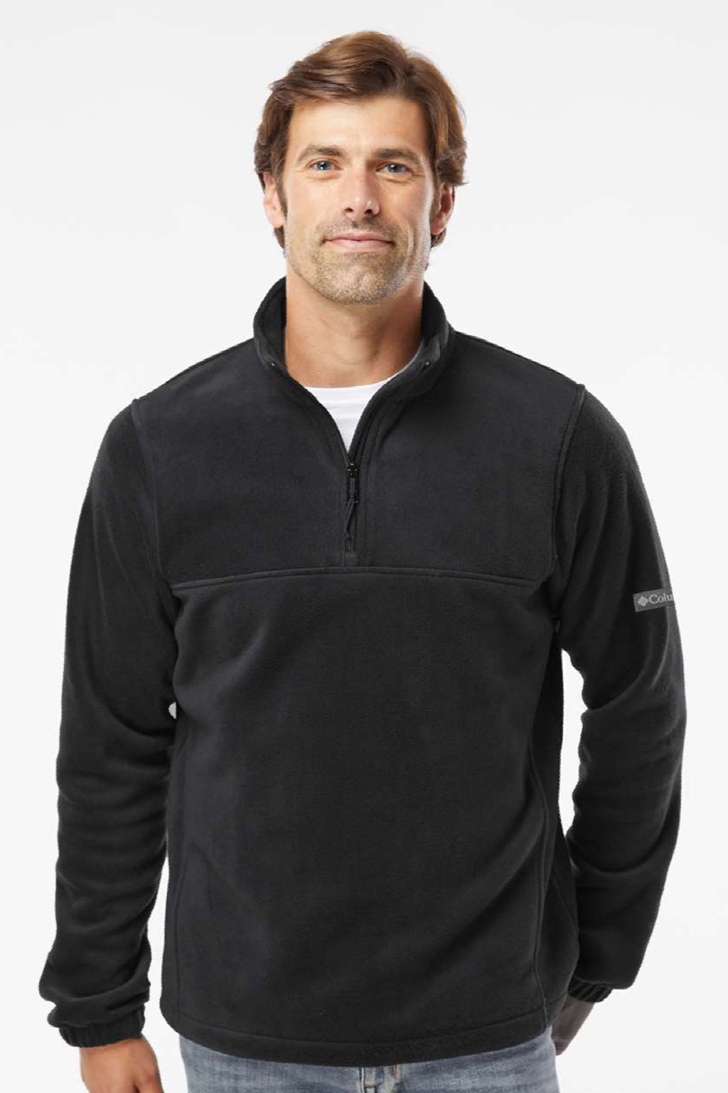Columbia 212486 Mens Steens Mountain 1/4 Zip Sweatshirt Black Model Front