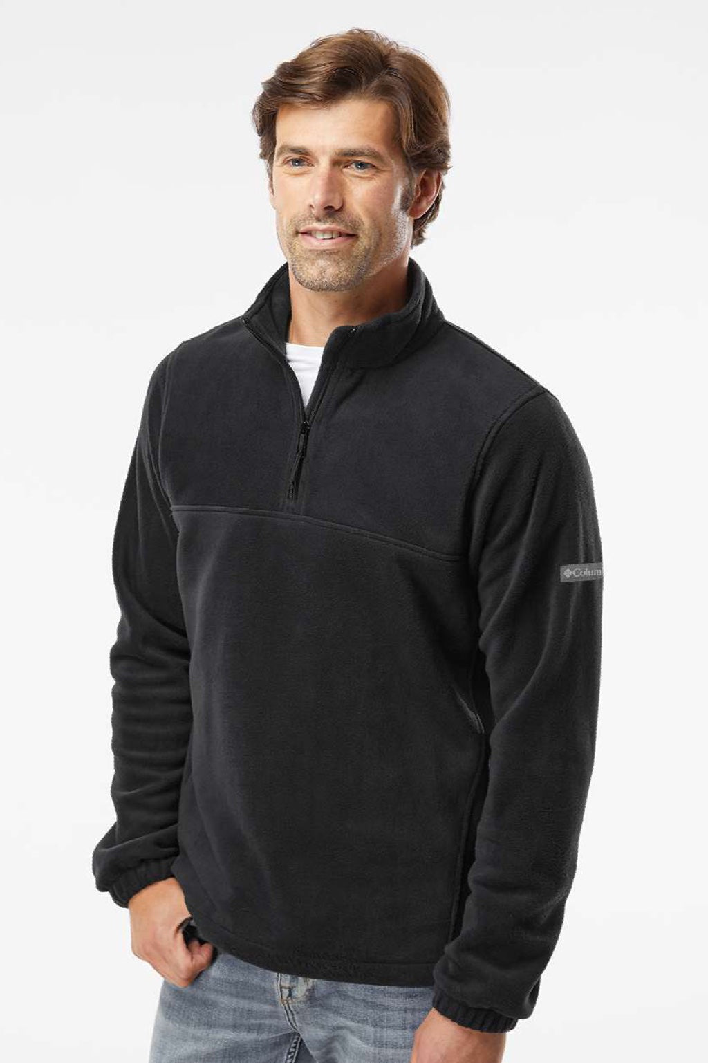 Columbia 212486 Mens Steens Mountain 1/4 Zip Sweatshirt Black Model Side