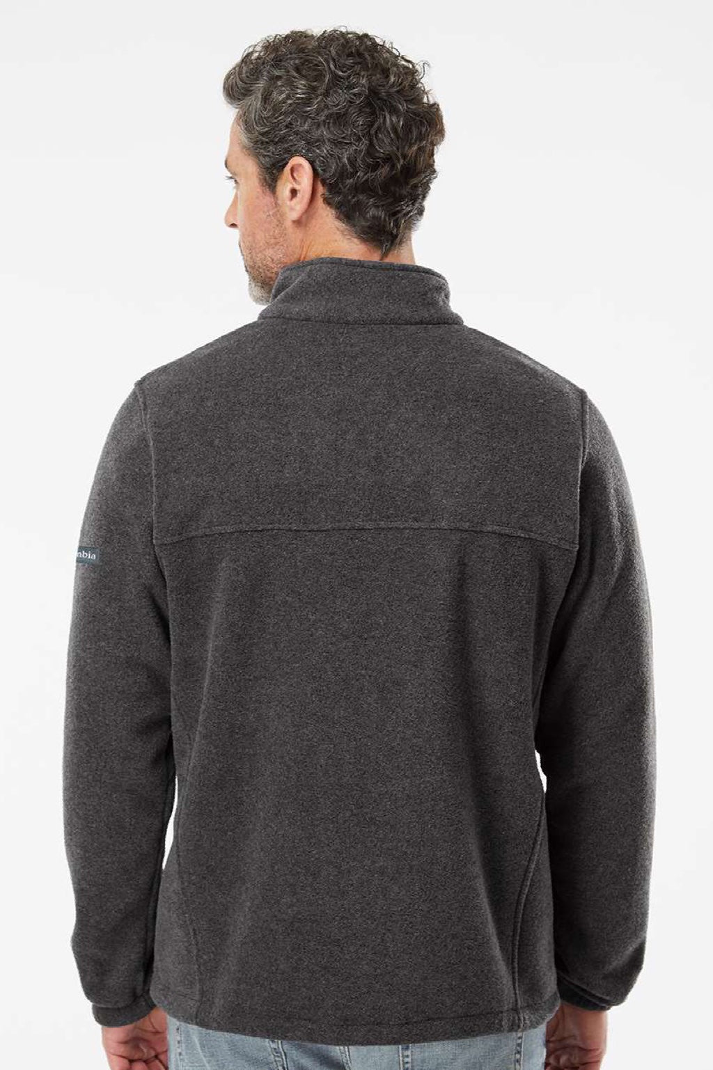 Columbia 212486 Mens Steens Mountain 1/4 Zip Sweatshirt Heather Charcoal Grey Model Back