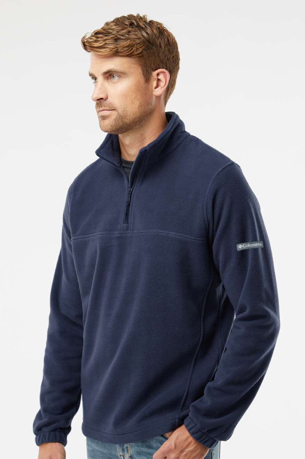 Columbia 212486 Mens Steens Mountain 1/4 Zip Sweatshirt Collegiate Navy Blue Model Side