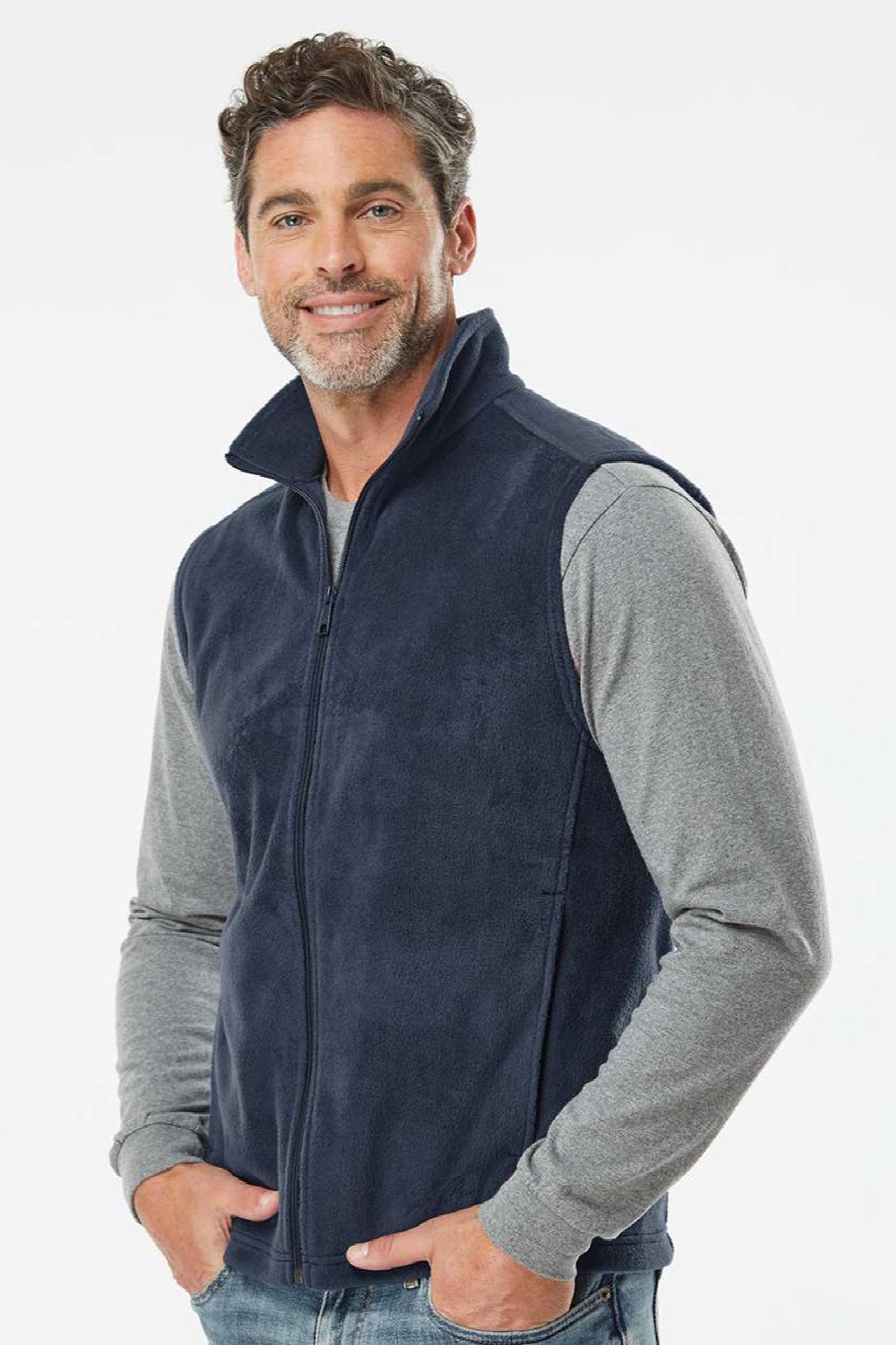 Columbia 212488 Mens Steens Mountain Full Zip Vest Collegiate Navy Blue Model Side