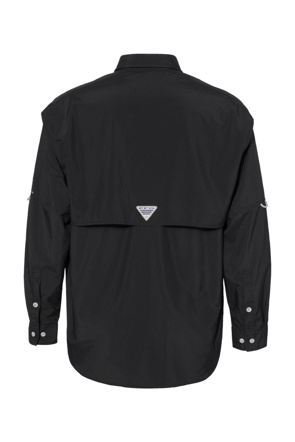 Columbia 212463 Mens PFG Bahama II Long Sleeve Button Down Shirt w/ Double Pockets Black Flat Back