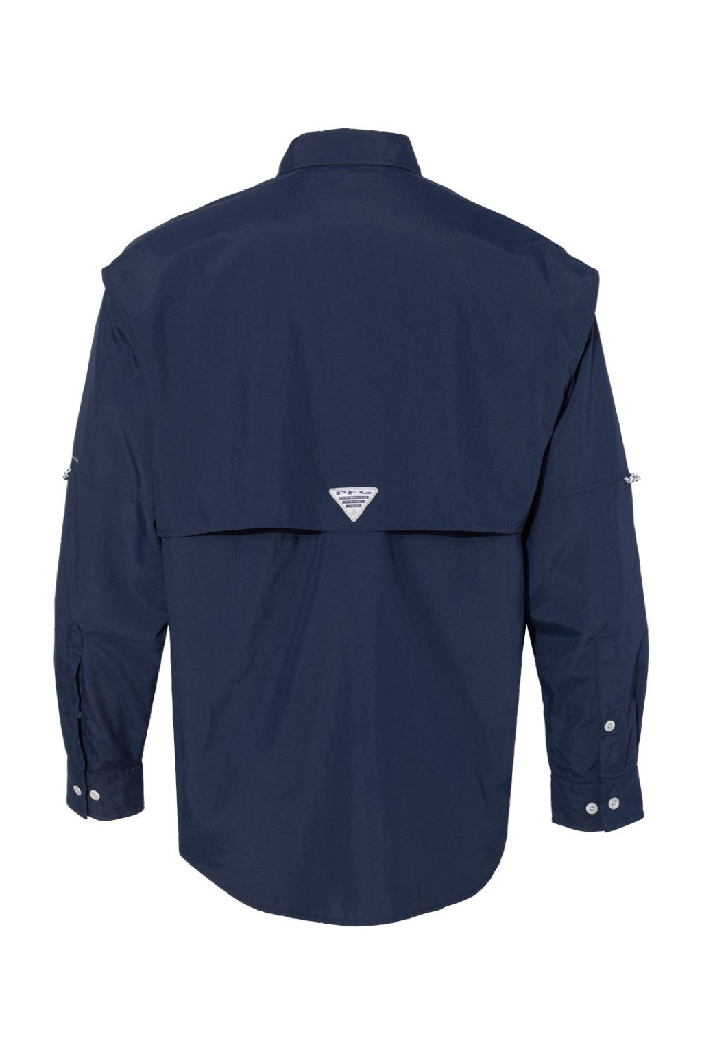 Columbia 212463 Mens PFG Bahama II Long Sleeve Button Down Shirt w/ Double Pockets Collegiate Navy Blue Flat Back