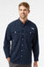 Columbia 212463 Mens PFG Bahama II Long Sleeve Button Down Shirt w/ Double Pockets Collegiate Navy Blue Model Front
