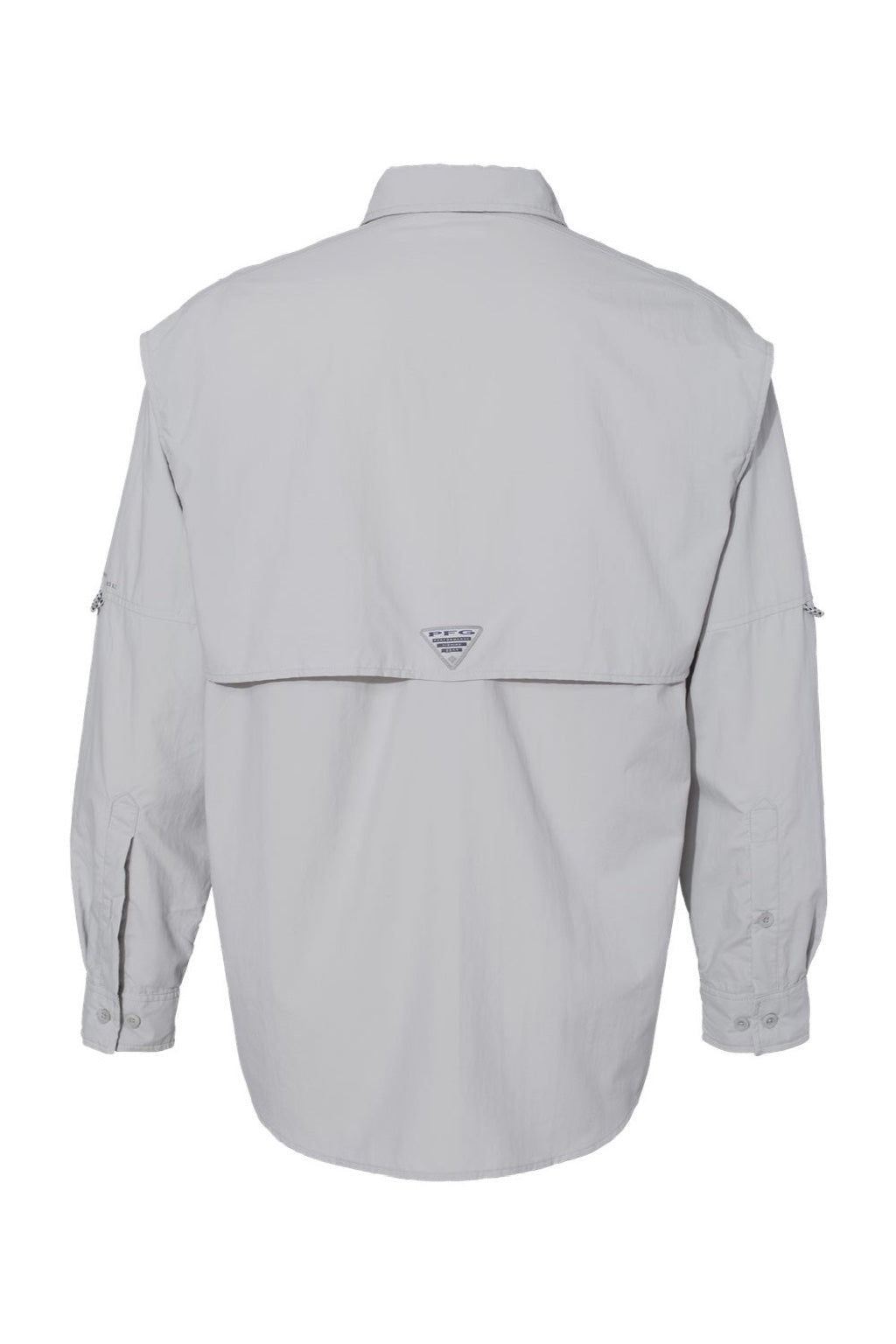 Columbia 212463 Mens PFG Bahama II Long Sleeve Button Down Shirt w/ Double Pockets Cool Grey Flat Back