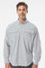 Columbia 212463 Mens PFG Bahama II Long Sleeve Button Down Shirt w/ Double Pockets Cool Grey Model Front