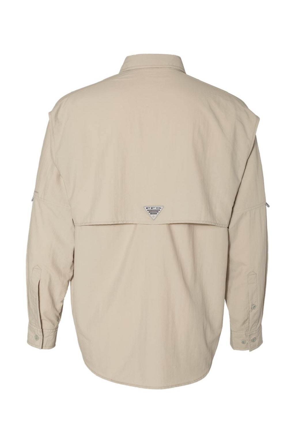 Columbia 212463 Mens PFG Bahama II Long Sleeve Button Down Shirt w/ Double Pockets Fossil Flat Back