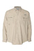 Columbia 212463 Mens PFG Bahama II Long Sleeve Button Down Shirt w/ Double Pockets Fossil Flat Front