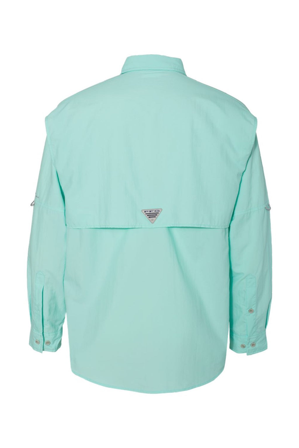 Columbia 212463 Mens PFG Bahama II Long Sleeve Button Down Shirt w/ Double Pockets Gulf Stream Green Flat Back
