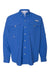 Columbia 212463 Mens PFG Bahama II Long Sleeve Button Down Shirt w/ Double Pockets Vivid Blue Flat Front