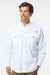 Columbia 212463 Mens PFG Bahama II Long Sleeve Button Down Shirt w/ Double Pockets White Model Front