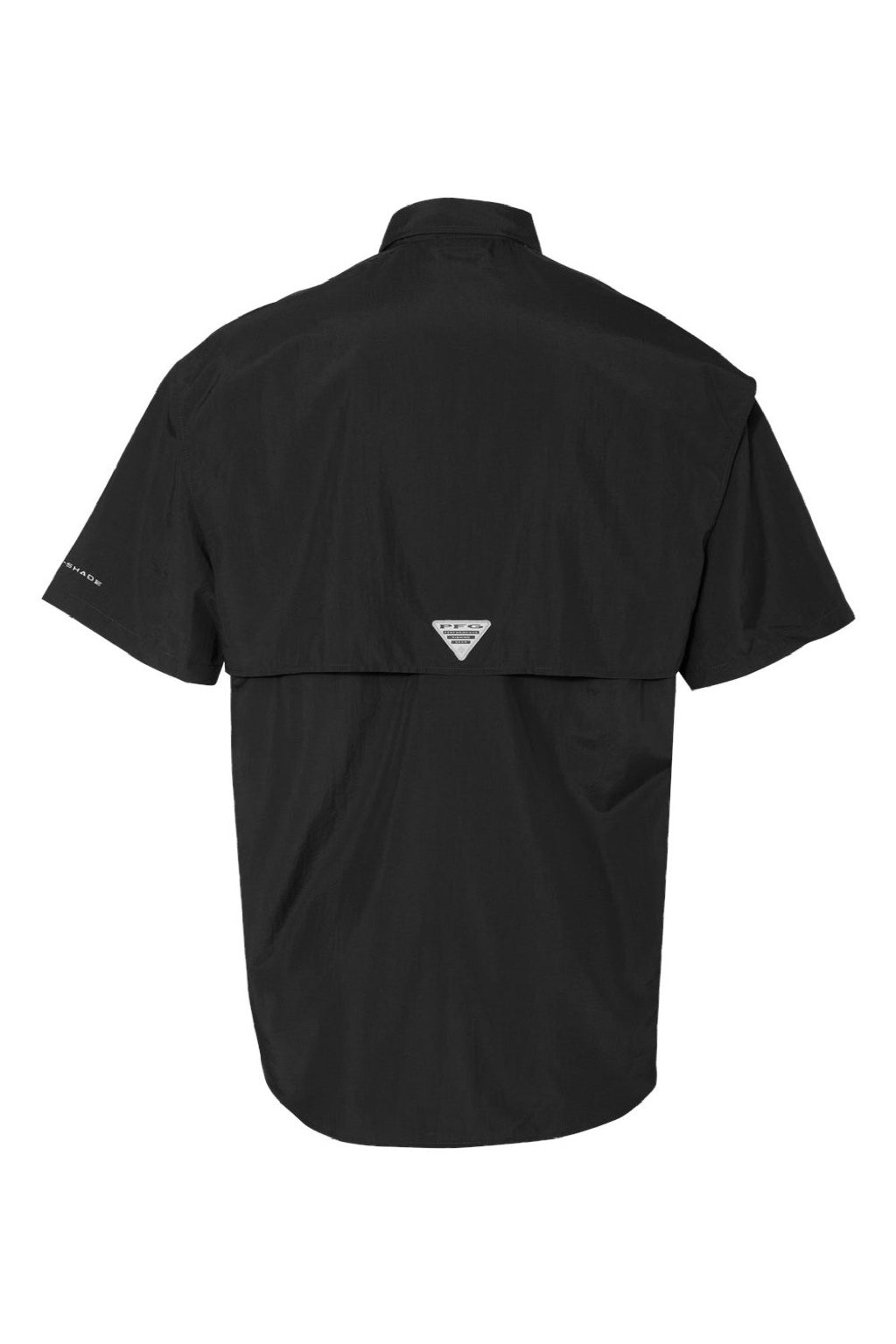 Columbia 212464 Mens PFG Bahama II Short Sleeve Button Down Shirt w/ Double Pockets Black Flat Back