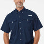 Columbia Mens PFG Bahama II UPF 50+ Short Sleeve Button Down Shirt w/ Double Pockets - Collegiate Navy Blue - Coming Soon