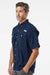 Columbia 212464 Mens PFG Bahama II Short Sleeve Button Down Shirt w/ Double Pockets Collegiate Navy Blue Model Side