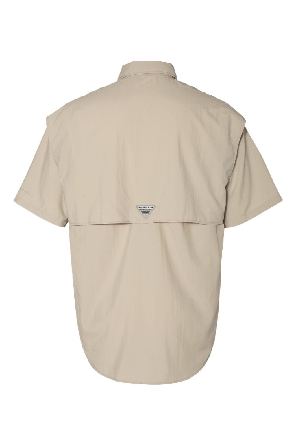 Columbia 212464 Mens PFG Bahama II Short Sleeve Button Down Shirt w/ Double Pockets Fossil Flat Back