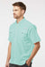 Columbia 212464 Mens PFG Bahama II Short Sleeve Button Down Shirt w/ Double Pockets Gulf Stream Green Model Side