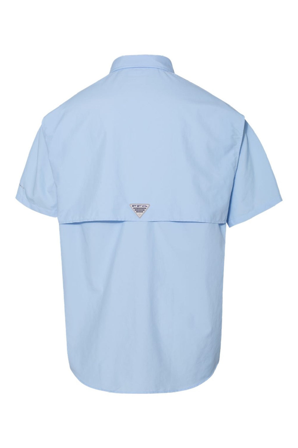 Columbia 212464 Mens PFG Bahama II Short Sleeve Button Down Shirt w/ Double Pockets Sail Blue Flat Back