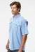 Columbia 212464 Mens PFG Bahama II Short Sleeve Button Down Shirt w/ Double Pockets Sail Blue Model Side