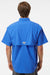 Columbia 212464 Mens PFG Bahama II Short Sleeve Button Down Shirt w/ Double Pockets Vivid Blue Model Back
