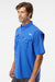 Columbia 212464 Mens PFG Bahama II Short Sleeve Button Down Shirt w/ Double Pockets Vivid Blue Model Side