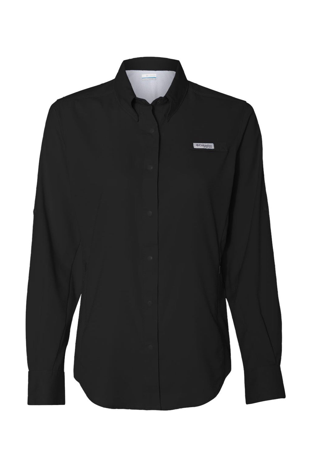 Columbia 212465 Womens PFG Tamiami II Long Sleeve Button Down Shirt Black Flat Front