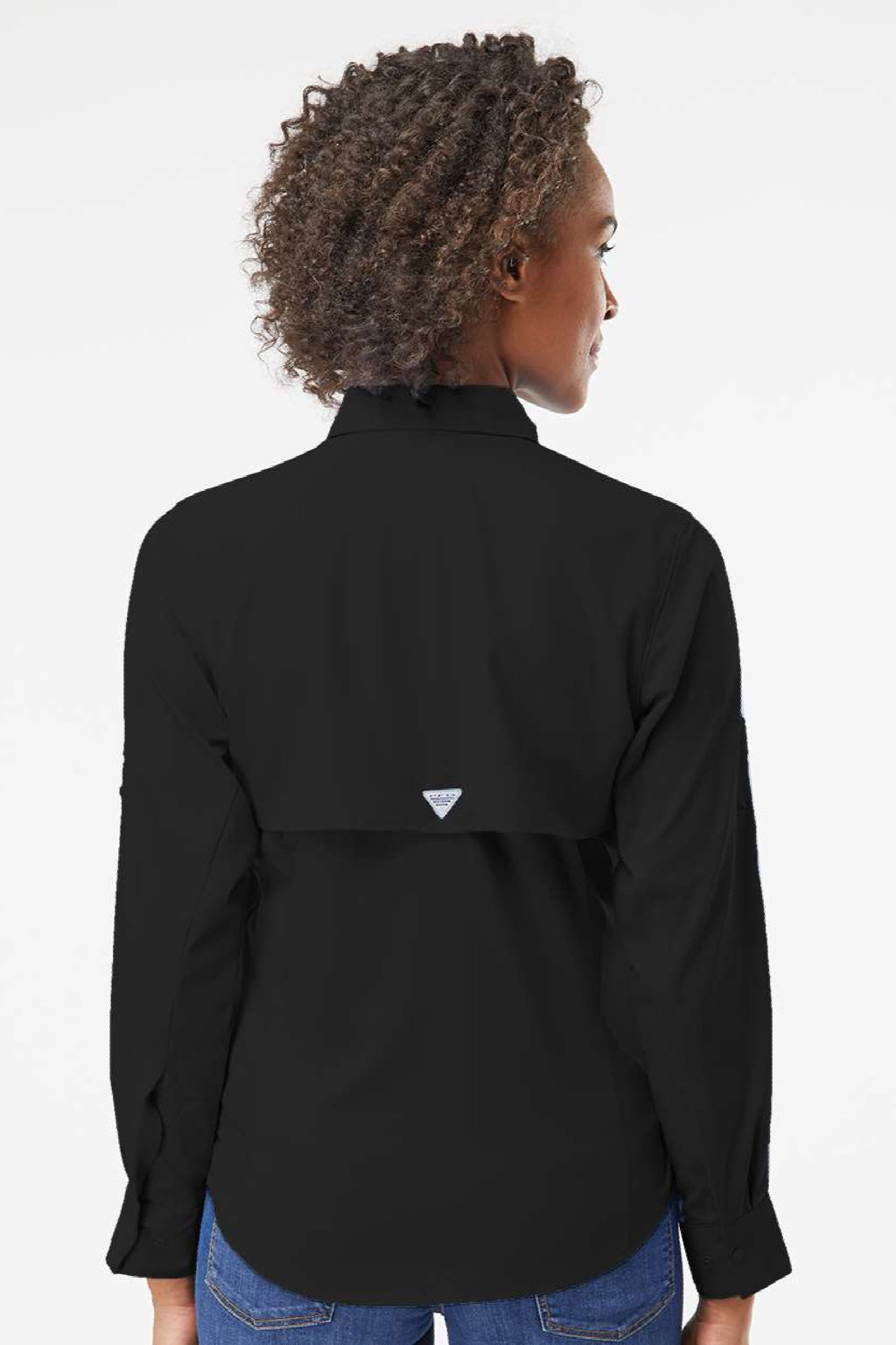 Columbia 212465 Womens PFG Tamiami II Long Sleeve Button Down Shirt Black Model Back