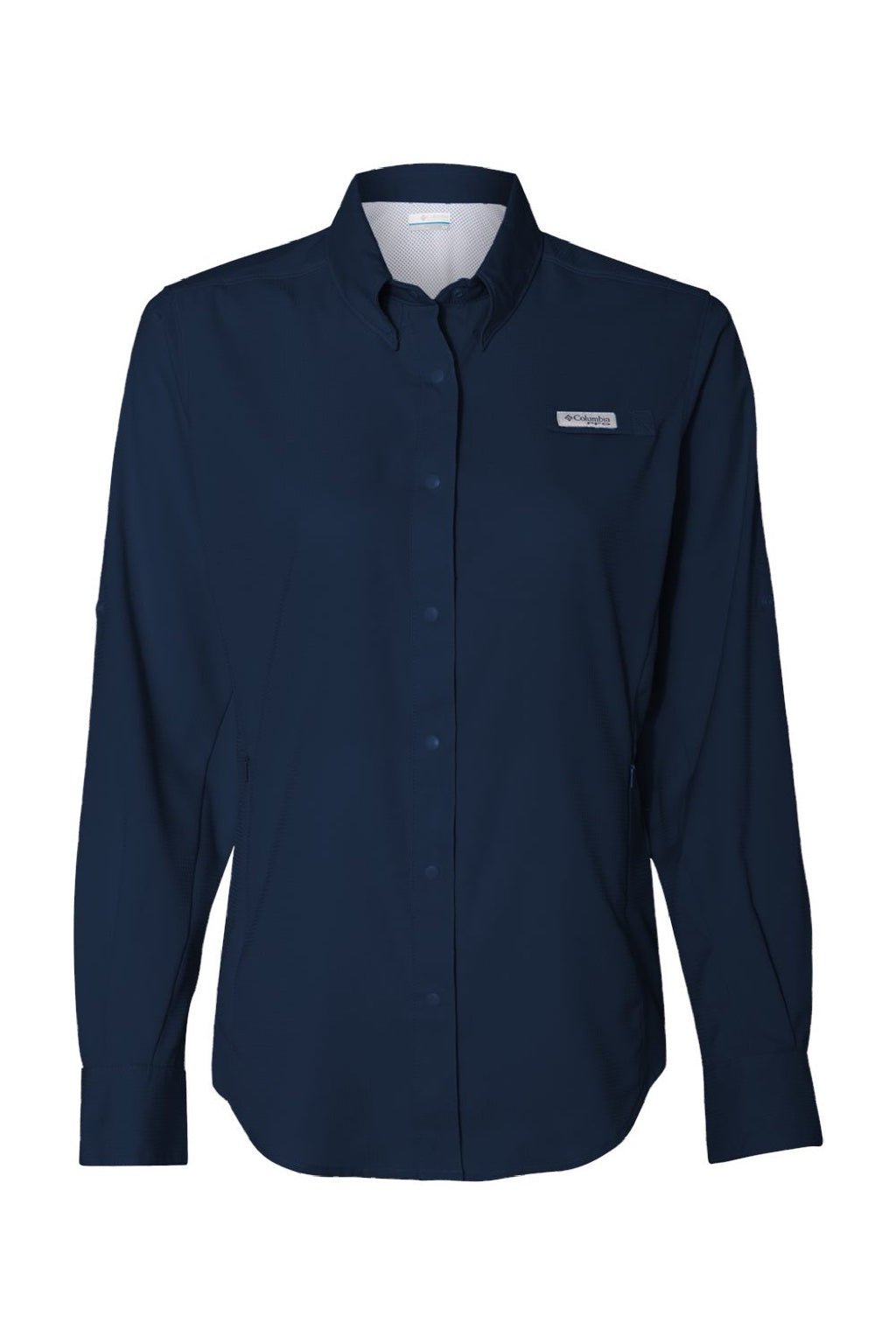 Columbia 212465 Womens PFG Tamiami II Long Sleeve Button Down Shirt Collegiate Navy Blue Flat Front
