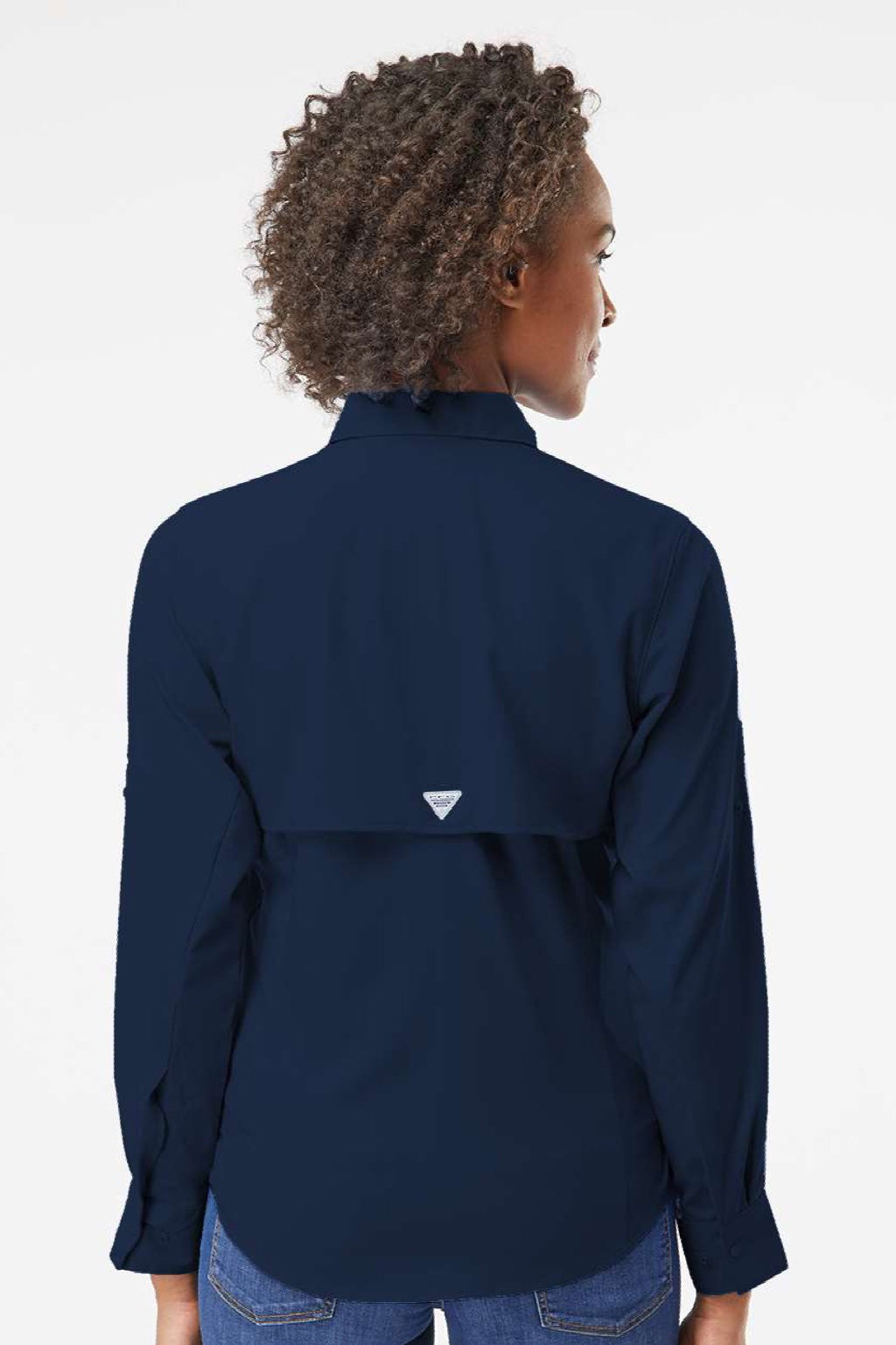 Columbia 212465 Womens PFG Tamiami II Long Sleeve Button Down Shirt Collegiate Navy Blue Model Back