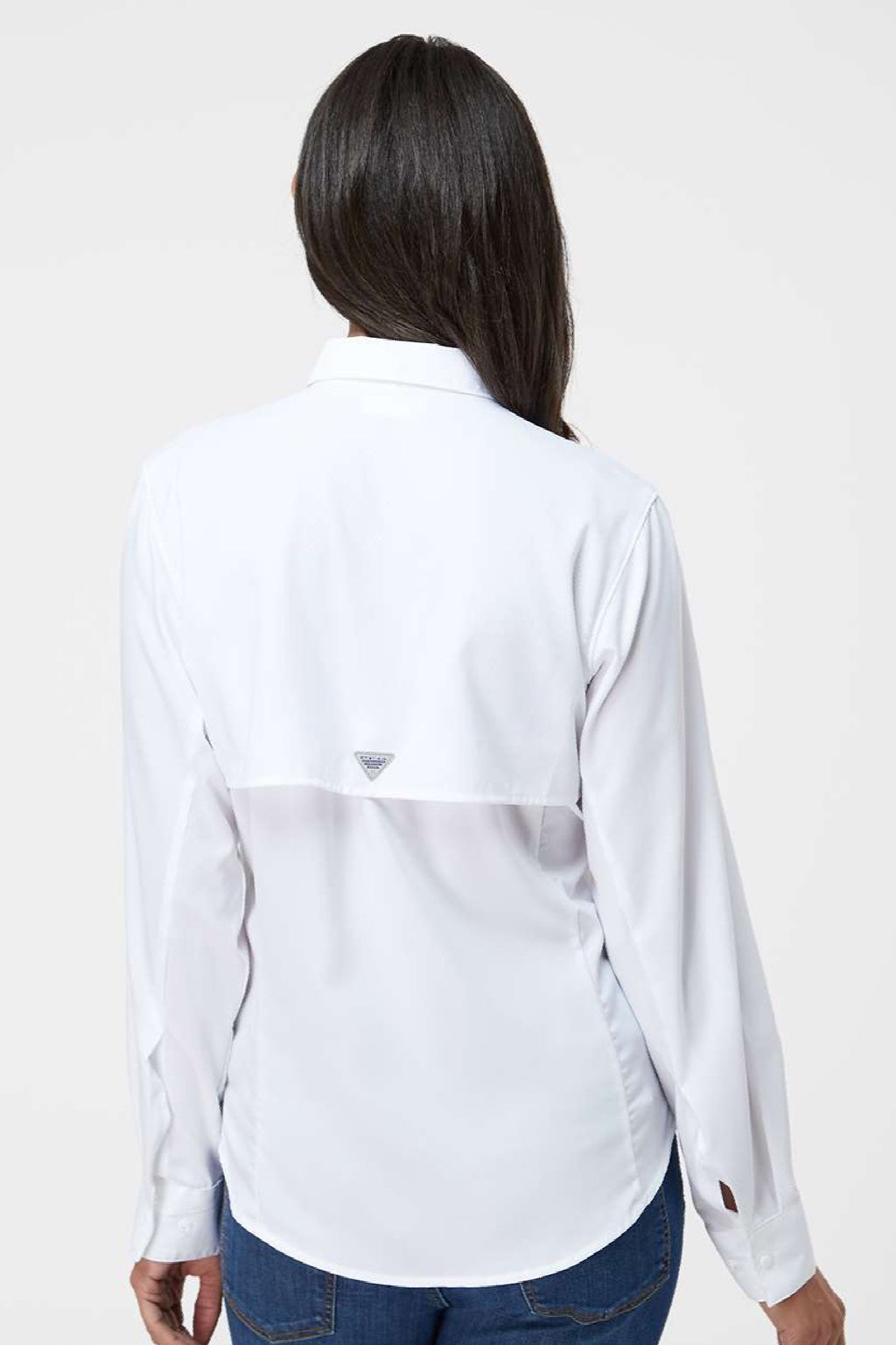 Columbia 212465 Womens PFG Tamiami II Long Sleeve Button Down Shirt White Model Back