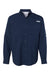 Columbia 212467 Mens PFG Tamiami II Long Sleeve Button Down Shirt w/ Double Pockets Collegiate Navy Blue Flat Front