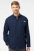 Columbia 212467 Mens PFG Tamiami II Long Sleeve Button Down Shirt w/ Double Pockets Collegiate Navy Blue Model Front