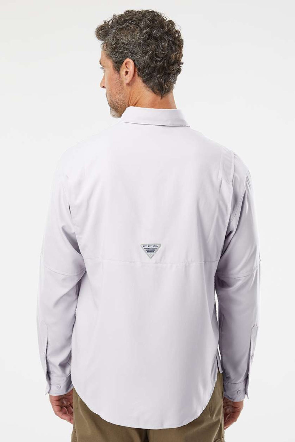 Columbia 212467 Mens PFG Tamiami II Long Sleeve Button Down Shirt w/ Double Pockets Cool Grey Model Back