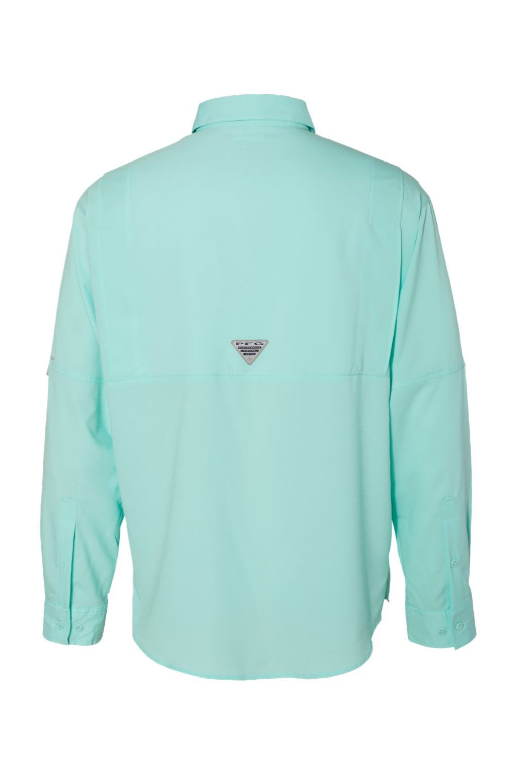 Columbia 212467 Mens PFG Tamiami II Long Sleeve Button Down Shirt w/ Double Pockets Gulf Stream Green Flat Back