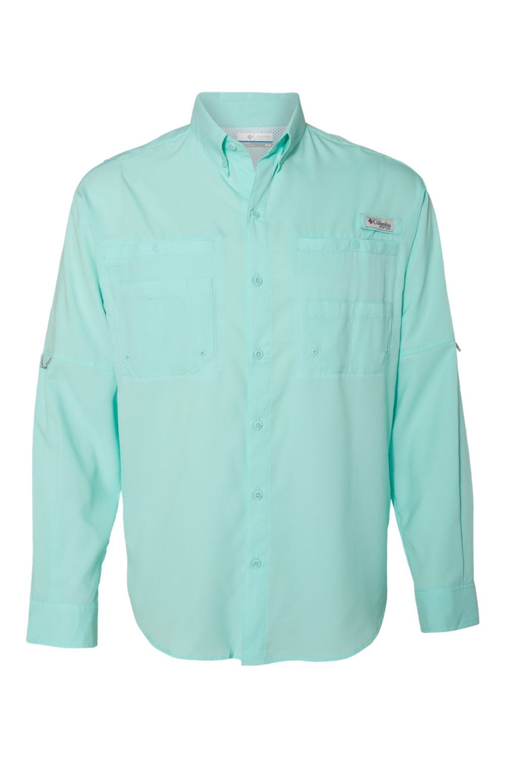 Columbia 212467 Mens PFG Tamiami II Long Sleeve Button Down Shirt w/ Double Pockets Gulf Stream Green Flat Front