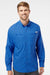 Columbia 212467 Mens PFG Tamiami II Long Sleeve Button Down Shirt w/ Double Pockets Vivid Blue Model Front
