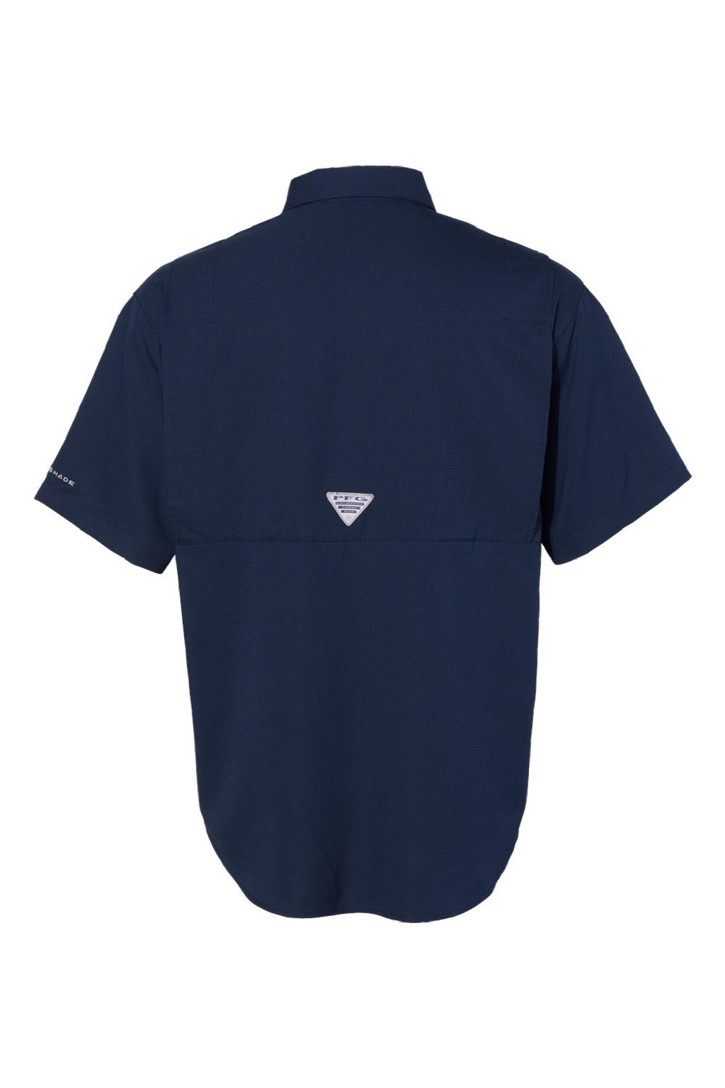 Columbia 212468 Mens PFG Tamiami II Moisture Wicking Short Sleeve Button Down Shirt w/ Double Pockets Collegiate Navy Blue Flat Back