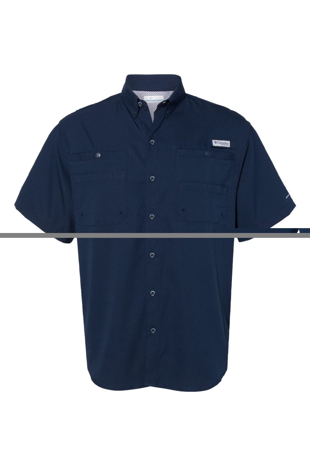 Columbia 212468 Mens PFG Tamiami II Short Sleeve Button Down Shirt w/ Double Pockets Collegiate Navy Blue Flat Front