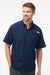 Columbia 212468 Mens PFG Tamiami II Short Sleeve Button Down Shirt w/ Double Pockets Collegiate Navy Blue Model Front