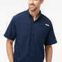 Columbia Mens PFG Tamiami II Moisture Wicking Short Sleeve Button Down Shirt w/ Double Pockets - Collegiate Navy Blue - Coming Soon