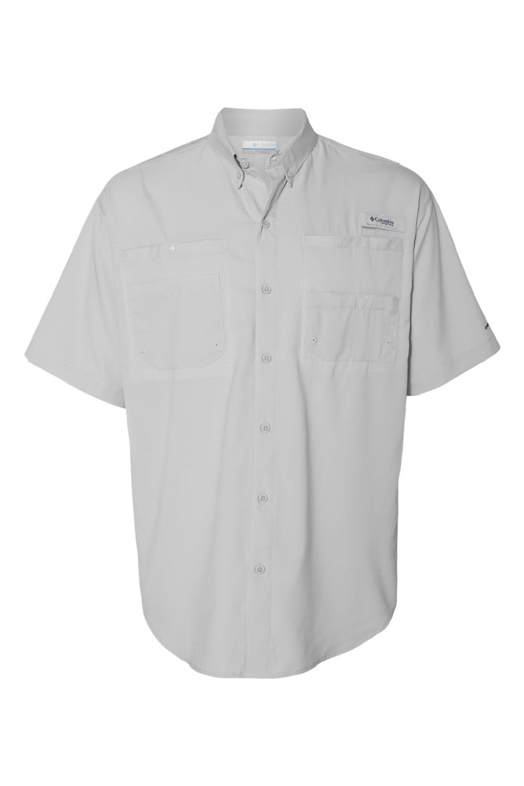 Columbia 212468 Mens PFG Tamiami II Short Sleeve Button Down Shirt w/ Double Pockets Cool Grey Flat Front