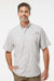 Columbia 212468 Mens PFG Tamiami II Short Sleeve Button Down Shirt w/ Double Pockets Cool Grey Model Front